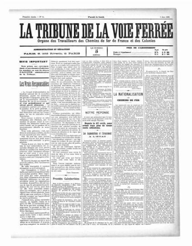 La Tribune de la voie ferrée, n° 14, 6 juin 1898