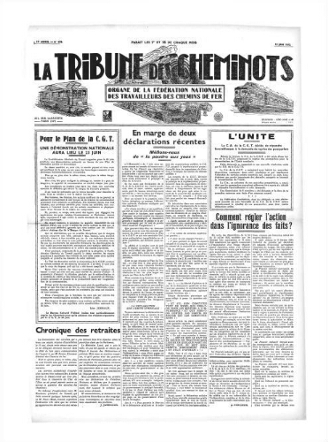 La Tribune des cheminots [confédérés], n° 478, 15 juin 1935