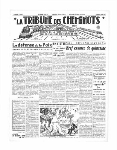 La Tribune des cheminots [édition 1 Vie des réseaux/régions], n° 583, 17 avril 1939