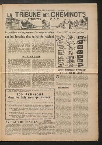 La Tribune des cheminots retraités CGT, supplément, Octobre 1956