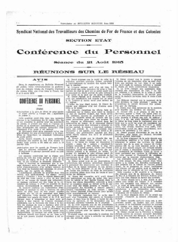 Bulletin mensuel du syndicat national des travailleurs des chemins de fer de France et des colonies, supplément au n° 23, Juin 1916