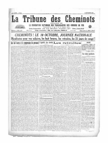 La Tribune des cheminots [unitaires], n° 214, 15 septembre 1926