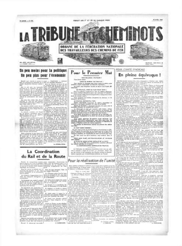 La Tribune des cheminots [confédérés], n° 474, 15 avril 1935