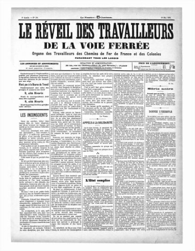 Le Réveil des travailleurs de la voie ferrée, n° 186, 30 mai 1896