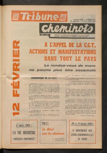 La Tribune des cheminots [actifs], n° 415, 13 février 1969