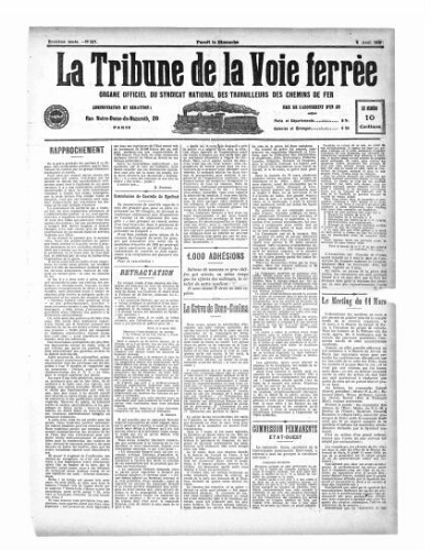 La Tribune de la voie ferrée, n° 557, 4 avril 1909