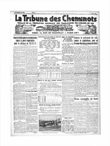 La Tribune des cheminots [unitaires], n° 348, 1er avril 1932