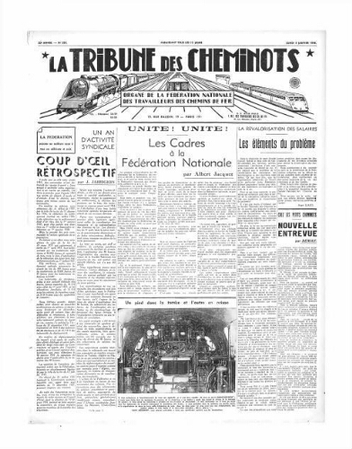 La Tribune des cheminots [édition 1 Vie des réseaux/régions], n° 550, 3 janvier 1938