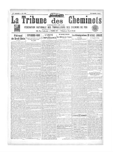 La Tribune des cheminots [confédérés], n° 139, 10 mars 1923