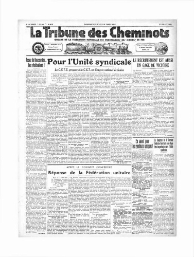La Tribune des cheminots [unitaires], n° 403, 15 juillet 1934