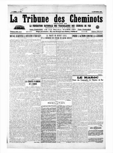 La Tribune des cheminots [unitaires], n° 190, 15 septembre 1925