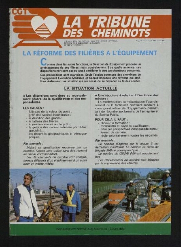 La Tribune des cheminots [actifs], supplément au n° 657, Août 1988