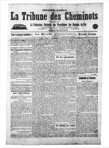 La Tribune des cheminots, n° 14, 15 février 1918