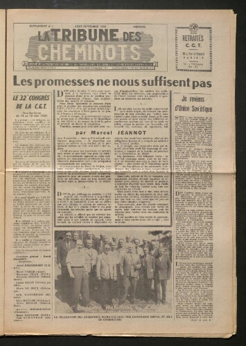 La Tribune des cheminots retraités CGT, supplément, Août 1959 - Septembre 1959