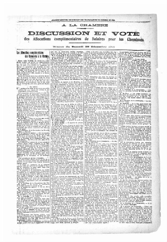 Bulletin mensuel du syndicat national des travailleurs des chemins de fer de France et des colonies, [supplément] au n° 29, Décembre 1916