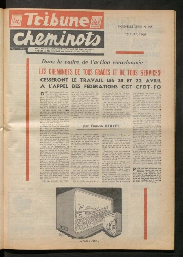 La Tribune des cheminots, n° 355, 15 avril 1966