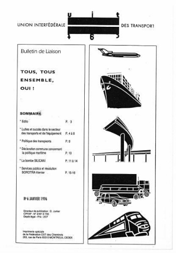 Bulletin de liaison de l'Union Interfédérale des Transports, n° 6, Janvier 1996