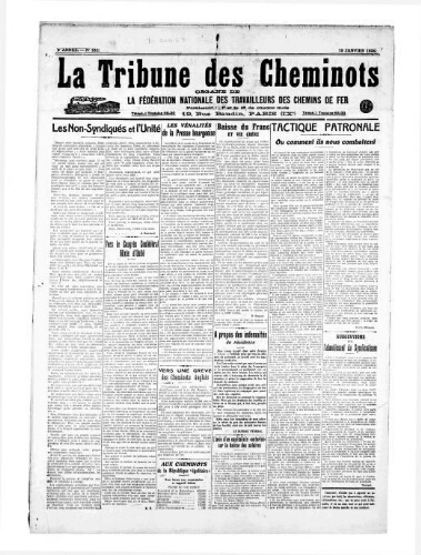 La Tribune des cheminots [unitaires], n° 151, 15 janvier 1924