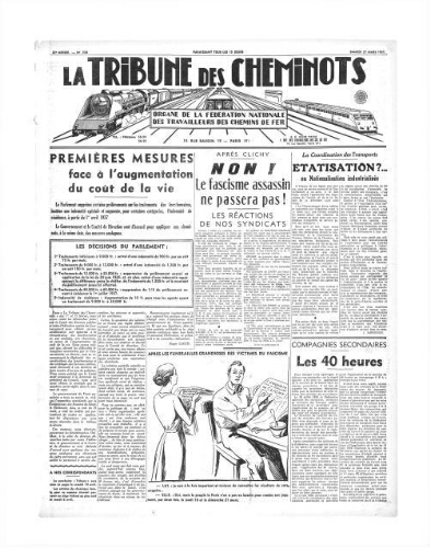 La Tribune des cheminots [édition 2 Vie des réseaux/régions], n° 530, 27 mars 1937