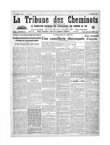 La Tribune des cheminots [unitaires], n° 268, 15 décembre 1928