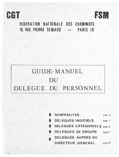 Guide-manuel du délégué du personnel, [Juillet 1971]