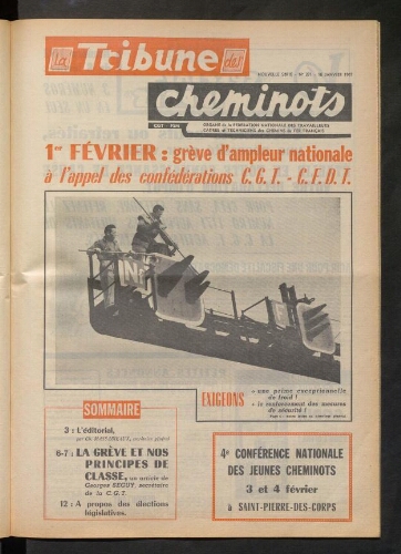 La Tribune des cheminots, n° 371, 16 janvier 1967