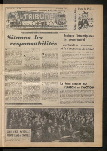 La Tribune des cheminots, n° 306, 16 janvier 1964