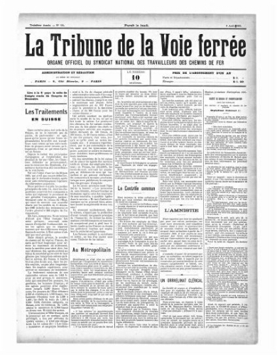 La Tribune de la voie ferrée, n° 105, 6 août 1900