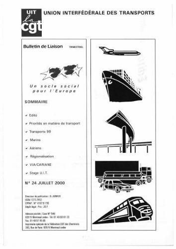 Bulletin de liaison de l'Union Interfédérale des Transports, n° 24, Juillet 2000
