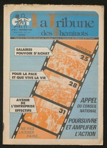 La Tribune des cheminots [actifs], n° 617, Novembre 1984