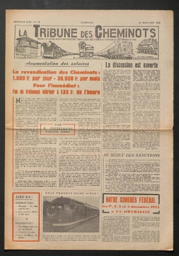 La Tribune des cheminots, n° 79, 15 novembre 1953