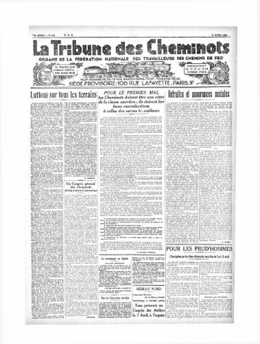 La Tribune des cheminots [unitaires], n° 275, 1er avril 1929