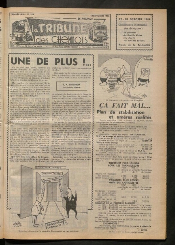 La Tribune des cheminots, n° 320, 18 septembre 1964