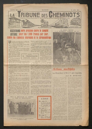 La Tribune des cheminots, n° 67, 15 avril 1953