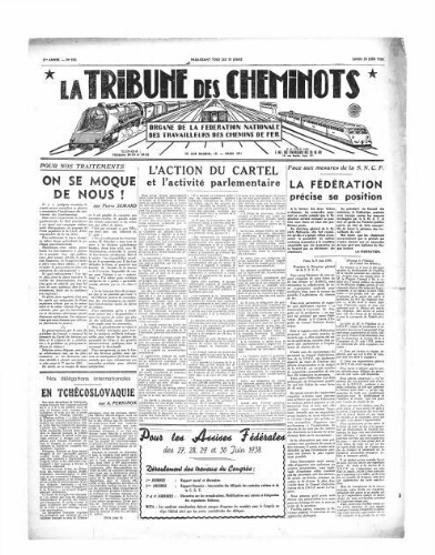 La Tribune des cheminots [édition 1 Vie des réseaux/régions], n° 562, 20 juin 1938