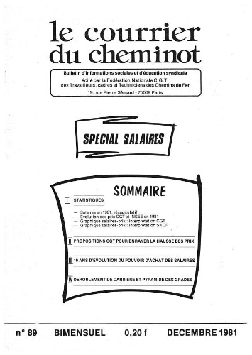 Le Courrier du cheminot, n° 89, Décembre 1981