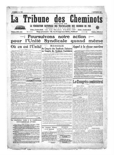 La Tribune des cheminots [unitaires], n° 189, 1er septembre 1925