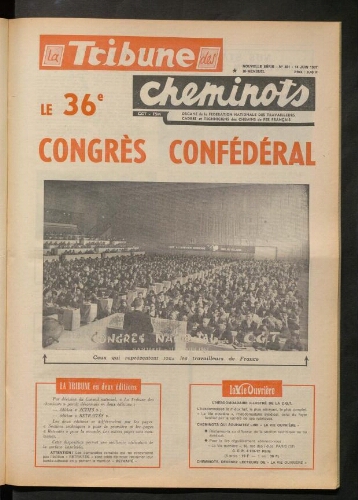 La Tribune des cheminots [actifs], n° 381, 14 juin 1967