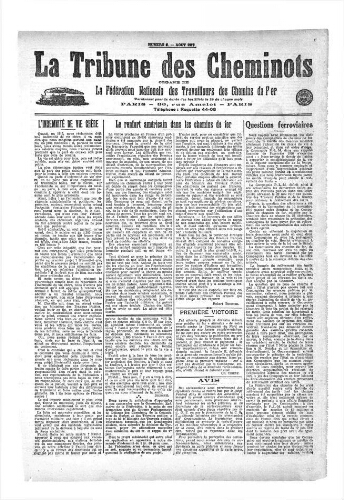 La Tribune des cheminots, n° 6, août 1917