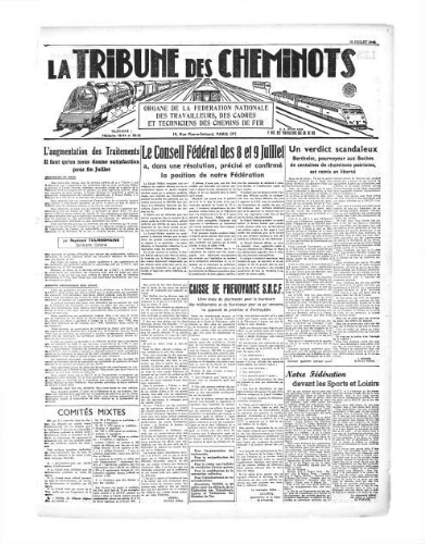La Tribune des cheminots, [sans numérotation], 15 juillet 1946