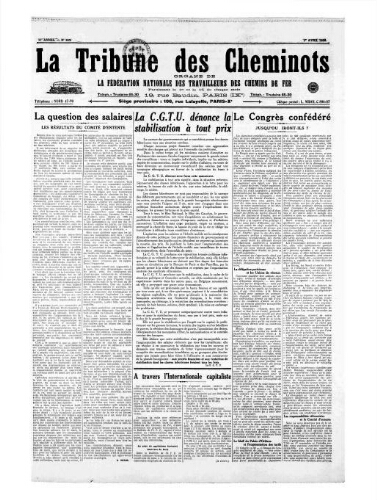 La Tribune des cheminots [unitaires], n° 203, 1er avril 1926