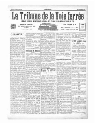 La Tribune de la voie ferrée, n° 797, 21 novembre 1913