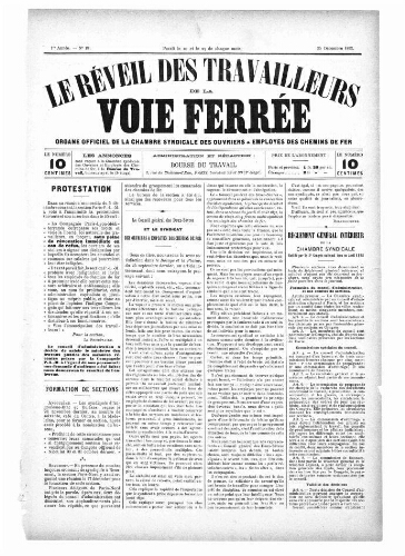 Le Réveil des travailleurs de la voie ferrée, n° 19, 25 décembre 1892