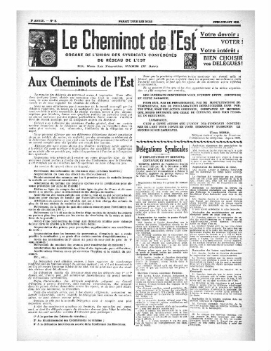 Le Cheminot de l'Est, n° 8, Juin 1929 - Juillet 1929