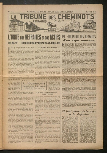 La Tribune des cheminots retraités CGT, supplément n° 1, Janvier 1951