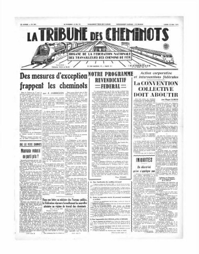 La Tribune des cheminots [édition 2 Vie des réseaux/régions], n° 585, 15 mai 1939