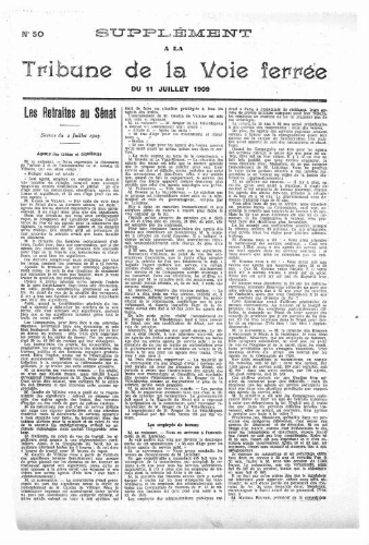 La Tribune de la voie ferrée, supplément n° 50, supplément au n° 571, 11 juillet 1909