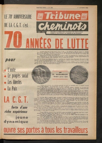 La Tribune des cheminots, n° 343, 1er octobre 1965