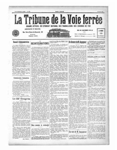 La Tribune de la voie ferrée, n° 672, 30 juin 1911