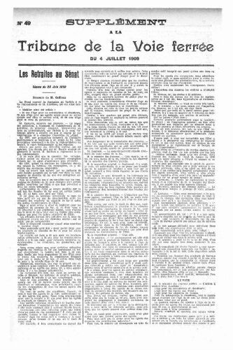 La Tribune de la voie ferrée, supplément n° 49, supplément au n° 570, 4 juillet 1909